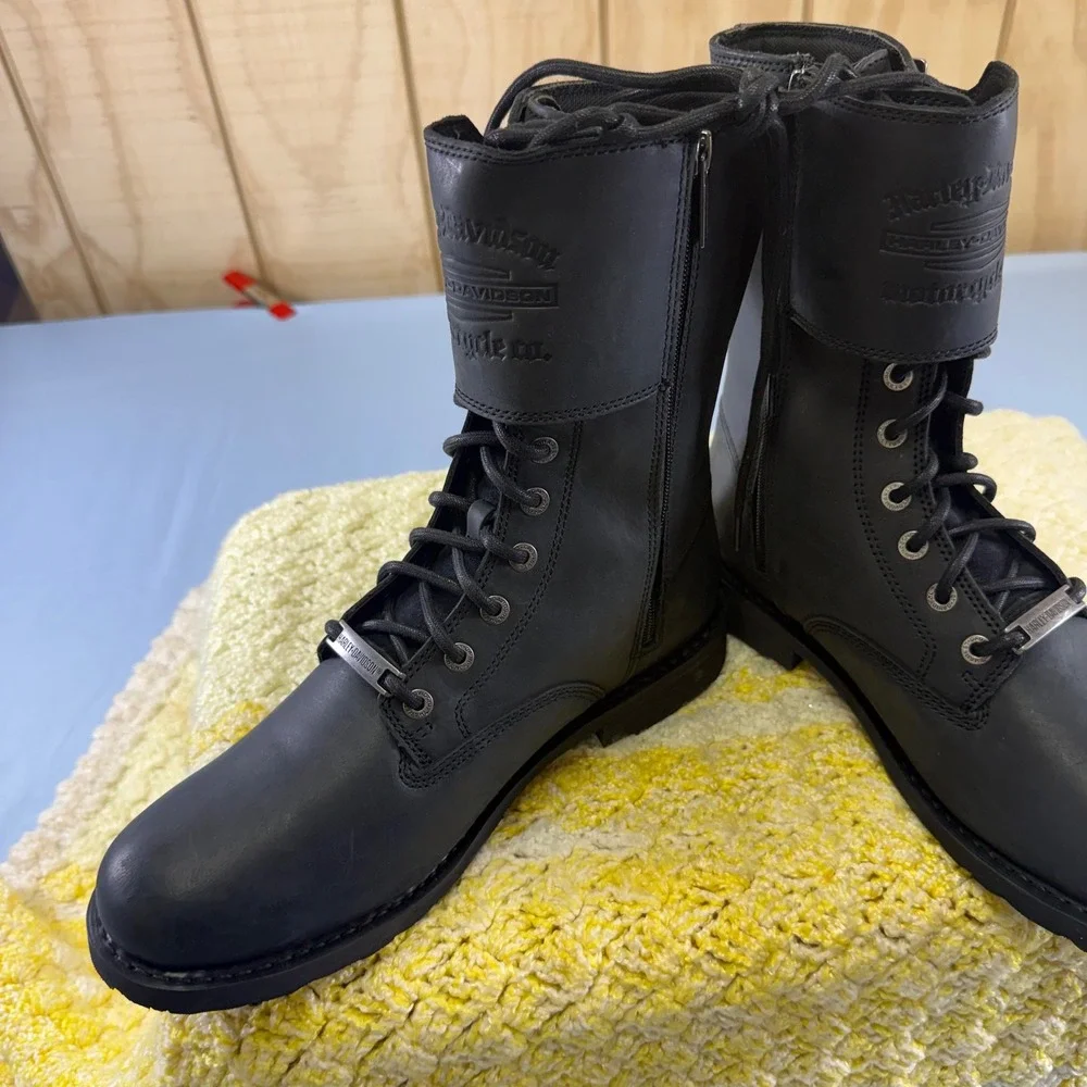 Harley-Davidson Hagerman Mens Black Leather Motorcycle Boots D93873 Size 11.5 M